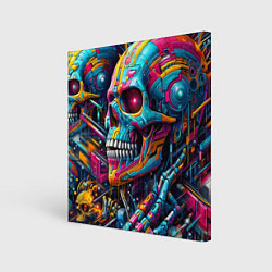 Холст квадратный Cyber skull - pattern, цвет: 3D-принт