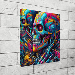 Холст квадратный Cyber skull - pattern, цвет: 3D-принт — фото 2