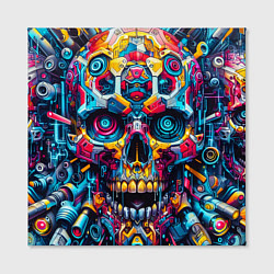 Холст квадратный Кибер череп - нейроарт паттерн, цвет: 3D-принт — фото 2