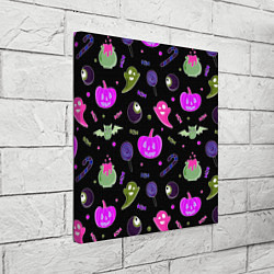 Холст квадратный Halloween pink black pumpkin, цвет: 3D-принт — фото 2