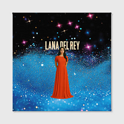 Холст квадратный Lana Del Rey в оранжевом длинном платье, цвет: 3D-принт — фото 2