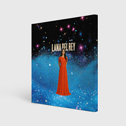 Картина квадратная Lana Del Rey в оранжевом длинном платье