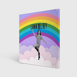 Холст квадратный Lana Del Rey на фоне радуги, цвет: 3D-принт