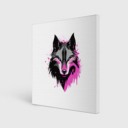 Холст квадратный Розовая голова волка, цвет: 3D-принт