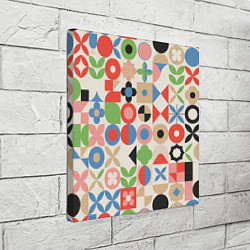 Холст квадратный Геометрический узор с цветочными элементами - ретр, цвет: 3D-принт — фото 2