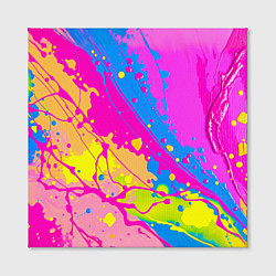 Холст квадратный Яркая абстракция из розовых и голубых красок, цвет: 3D-принт — фото 2
