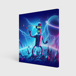 Картина квадратная Bender on neon planet - ai art fantasy