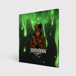 Картина квадратная XXXTentacion на фоне зеленой краски