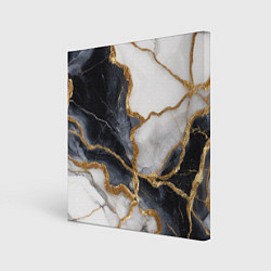 Картина квадратная Мрамор белый и черный с золотом