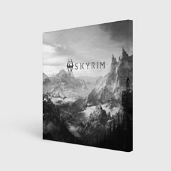 Холст квадратный Скайрим - черно белый пейзаж, цвет: 3D-принт