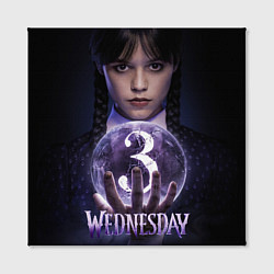 Холст квадратный Уэнсдэй и вещь с хрустальным шаром, цвет: 3D-принт — фото 2