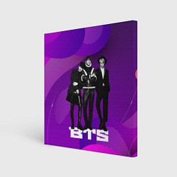 Холст квадратный BTS фиолетовый фон, цвет: 3D-принт