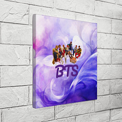 Холст квадратный BTS сидят на стульях фиолетовый фон, цвет: 3D-принт — фото 2