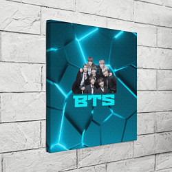 Холст квадратный BTS неоновые голубые плиты, цвет: 3D-принт — фото 2