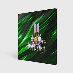 Картина квадратная BTS на черно-зеленом фоне