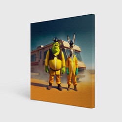 Холст квадратный Шрек и Данки пустились во все тяжкие, цвет: 3D-принт