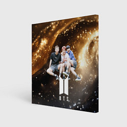 Холст квадратный BTS черно-золотой фон, цвет: 3D-принт