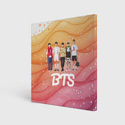 Картина квадратная BTS желто-розовый блестящий фон