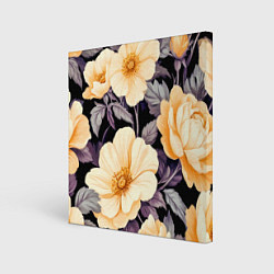 Холст квадратный Крупные жёлтые цветы, цвет: 3D-принт