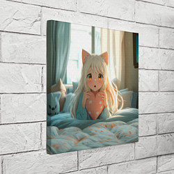 Холст квадратный Аниме девушка в кровати с сердцем, цвет: 3D-принт — фото 2