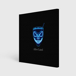 Картина квадратная Neon skull cocktail