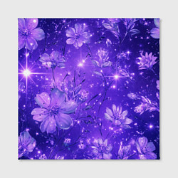 Холст квадратный Цветочный индиго с искрами, цвет: 3D-принт — фото 2