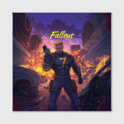 Холст квадратный Fallout седьмой на фоне взрывов, цвет: 3D-принт — фото 2