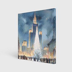 Холст квадратный Новый год в Москве, цвет: 3D-принт