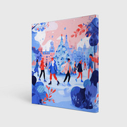 Холст квадратный Новогодний каток, цвет: 3D-принт