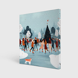 Холст квадратный Рождественский каток, цвет: 3D-принт