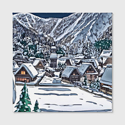 Холст квадратный Новогодний город у гор, цвет: 3D-принт — фото 2