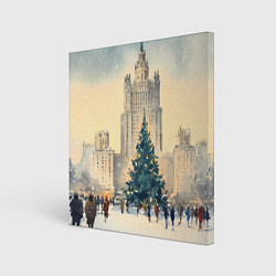 Картина квадратная Москва новогодняя елка