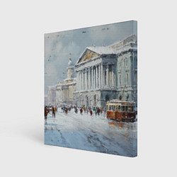 Картина квадратная Зимний Питер красками