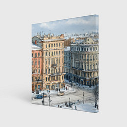 Картина квадратная Зимняя улица Питера
