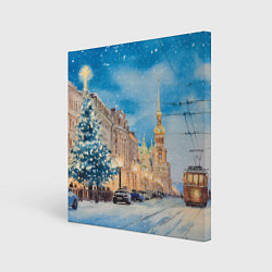 Холст квадратный Новогодний день в Санкт-Петербурге, цвет: 3D-принт