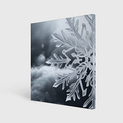 Картина квадратная Снежинка на черно белое