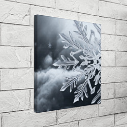 Холст квадратный Снежинка на черно белое, цвет: 3D-принт — фото 2