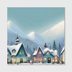 Холст квадратный Новогодние дома, цвет: 3D-принт — фото 2