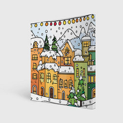 Картина квадратная Новогодний снегопад