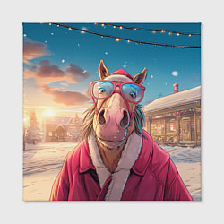 Холст квадратный Удивленная лошадь в очках, цвет: 3D-принт — фото 2