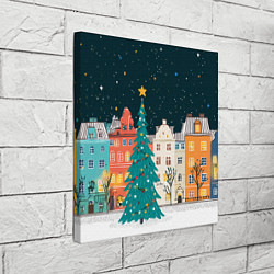 Холст квадратный Новогодняя ночь в городе, цвет: 3D-принт — фото 2