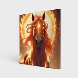 Холст квадратный Огненная лошадь в свечении, цвет: 3D-принт