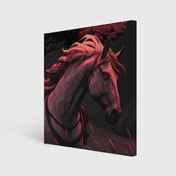 Холст квадратный Белая лошадка в поле, цвет: 3D-принт