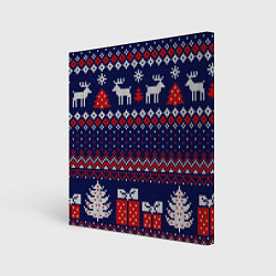 Картина квадратная Новогодний вязаный паттерн