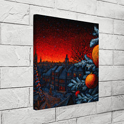 Холст квадратный Новый год в ночном городе, цвет: 3D-принт — фото 2