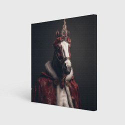 Холст квадратный Лошадь в новогоднем костюме, цвет: 3D-принт