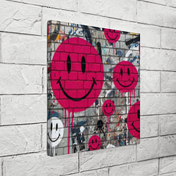 Холст квадратный Розовые смайлы граффити, цвет: 3D-принт — фото 2