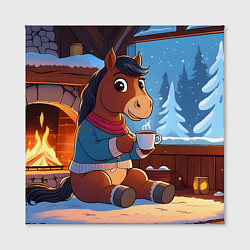 Холст квадратный Лошадка у камина, цвет: 3D-принт — фото 2