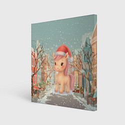 Картина квадратная Маленькая новогодняя милая лошадка