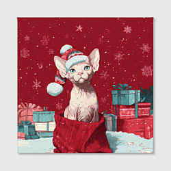 Холст квадратный Сфинкс новогодняя кошка, цвет: 3D-принт — фото 2